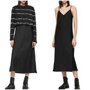 All Saints Benno Tie Dye Two Piece Slip Dress Ink White Black Size Medium